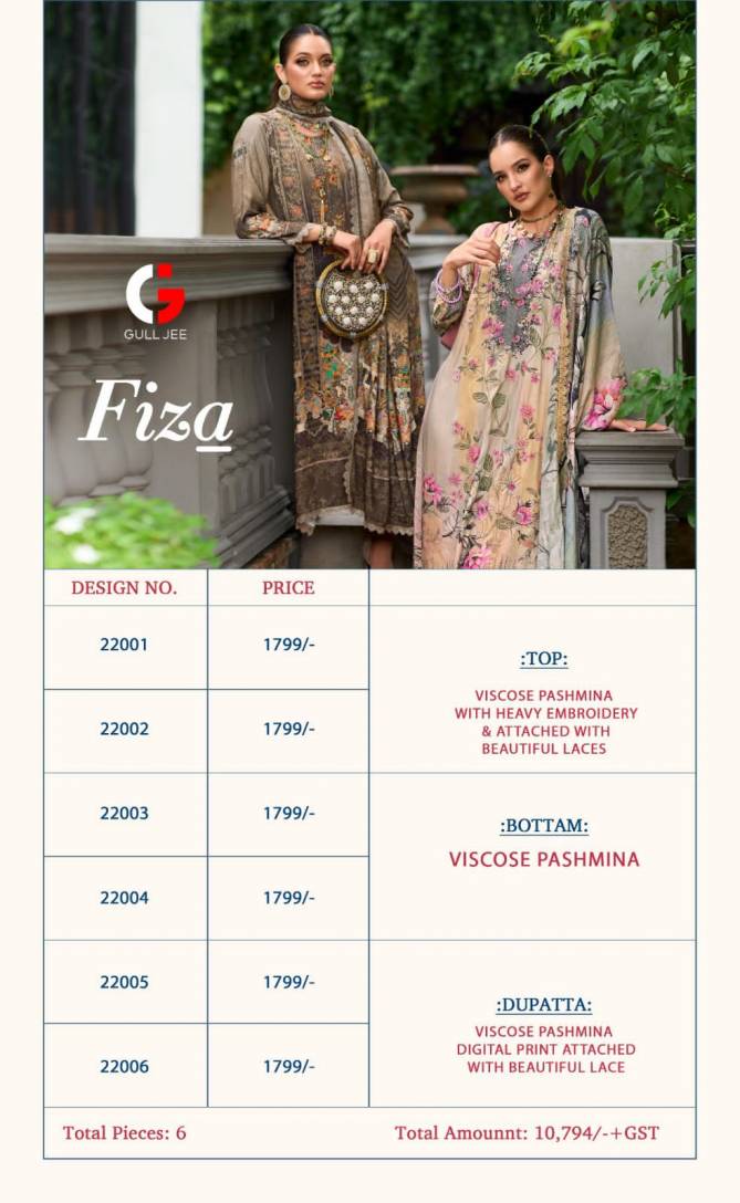 Gull Jee Fiza Pashmina Printed Salwar Kameez Catalog